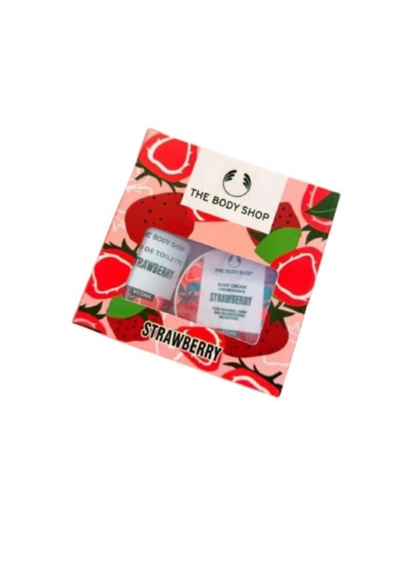 Strawberry scent - Shea Butter Deep Moisture Collection for Dry Skin: Body Splash + Body Cream 2-in-1